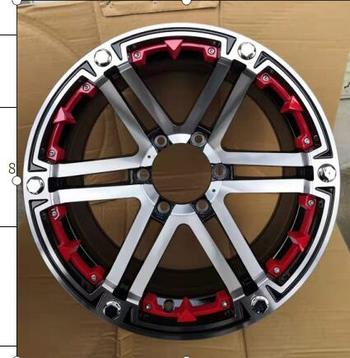 665 matte black with red rims sports wheels used for SUV car,  size have  15inch 16inch .17inch  18inch and 20inch  the truck wheels, pcd have  5*127, 6*139.7, 6*114.3 etc.